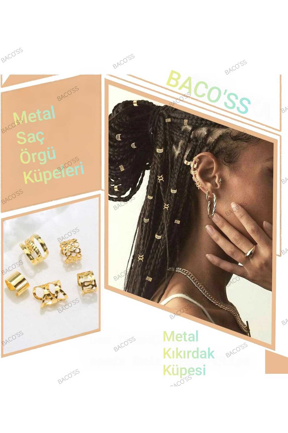 Bacoss Bohem Saç Halkası-Saç Küpesi Seti Modern Stil 10 Lu Hair Charms ( BC-1219 ) görsel 3