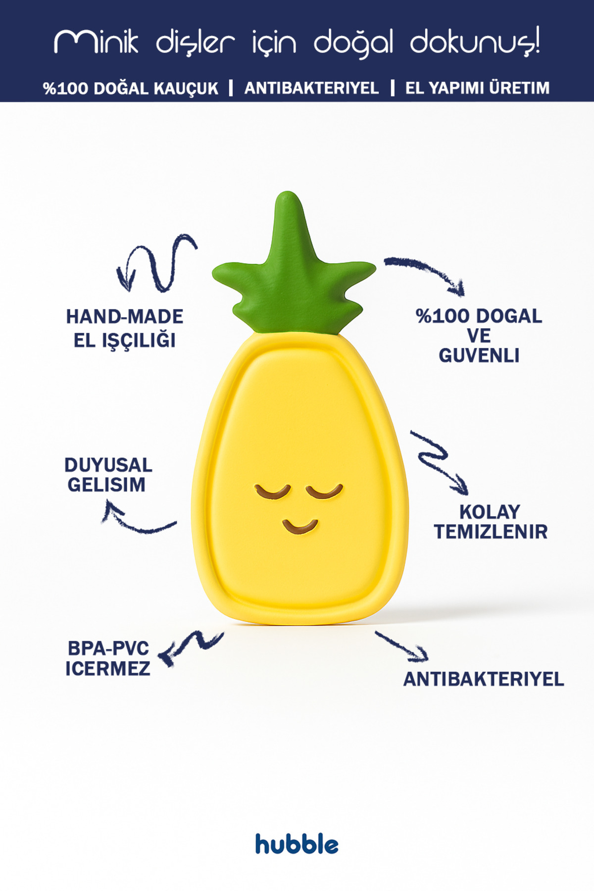 Hubble Bebek Diş Kaşıyıcı Ve Oyuncak - Ananas Şekilli Dişlik (%100 DOĞAL KAUÇUK) fotoğrafı 5 (önizleme)