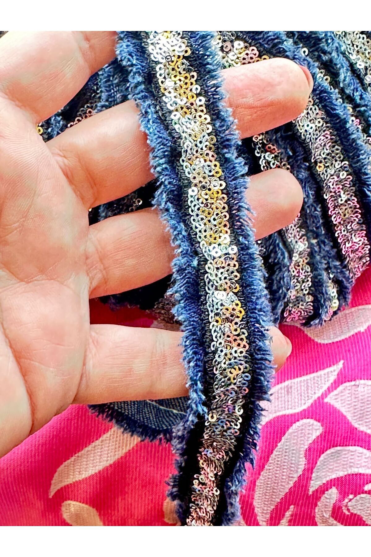 Gönülden Tasarım EN 2 CM KOT PUL PAYETLİ ŞERİT DİKİŞ GİYİM AKSESUARI 1 METRE