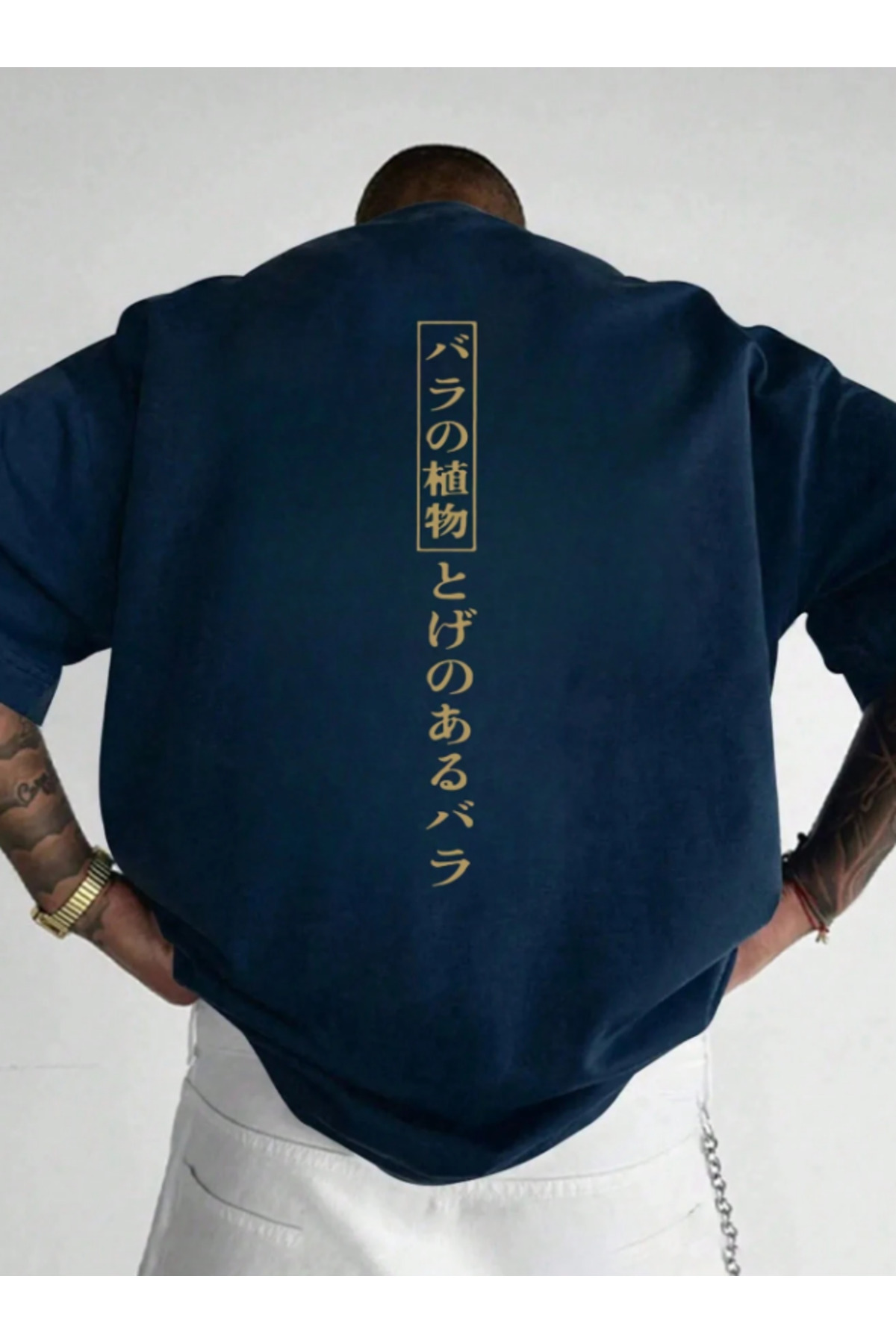 BETİLİNA  Lacivet Çin YAZI Ön Arka Baskılı Oversize T-Shirt - Görsel 2