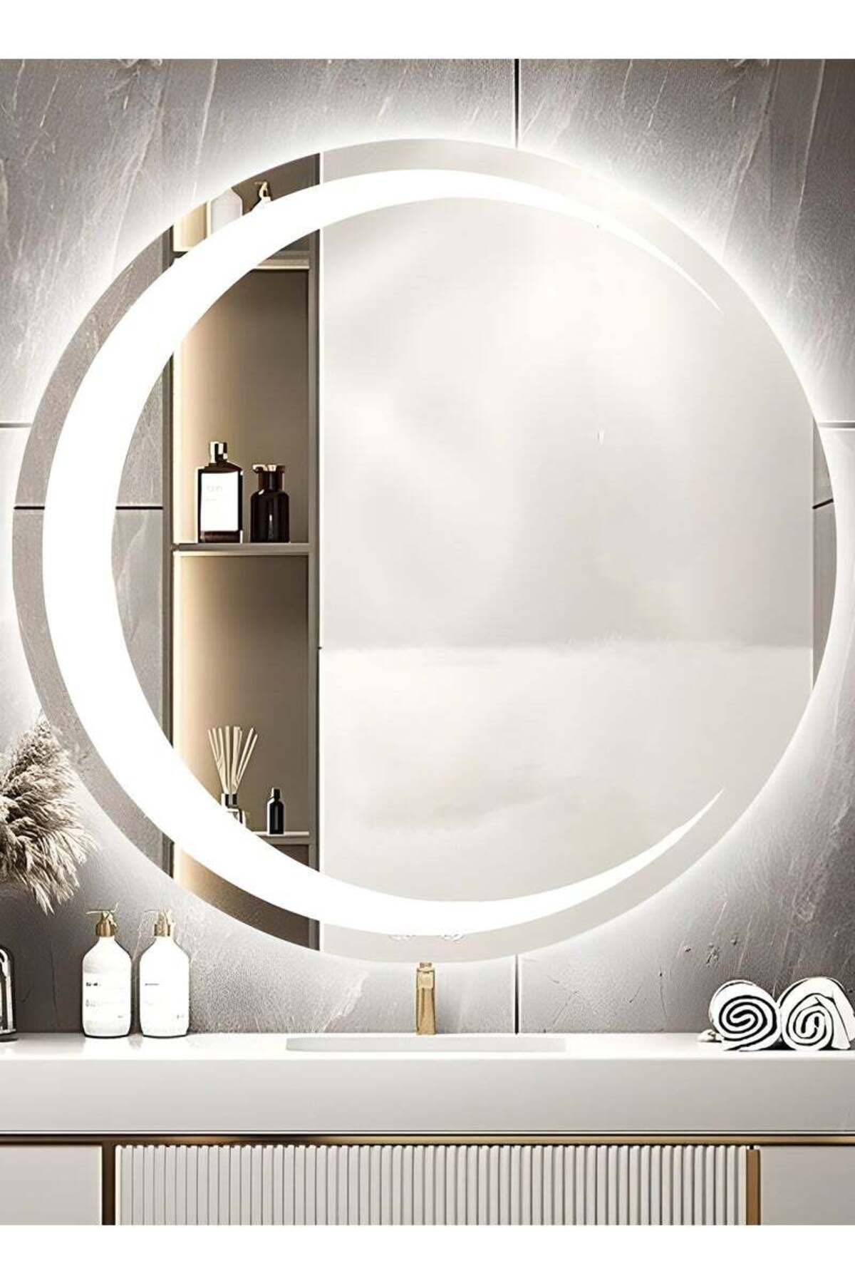 Taimi-90CM Framless Bathroom Mirror with 3-Levels Front LED Hilal Shape LED , Wall Mirror, Makup Mirror 1