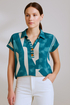 HOFY Desenli Patlı Bluz