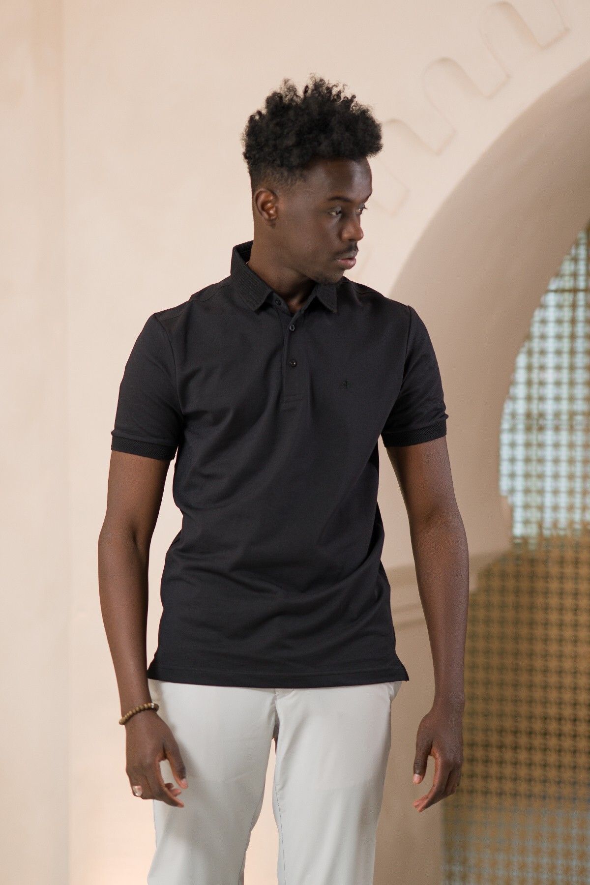 Paul Martin-Πλεκτό μπλουζάκι Polo Neck Regular Fit από βαμβάκι και λύκρα 1