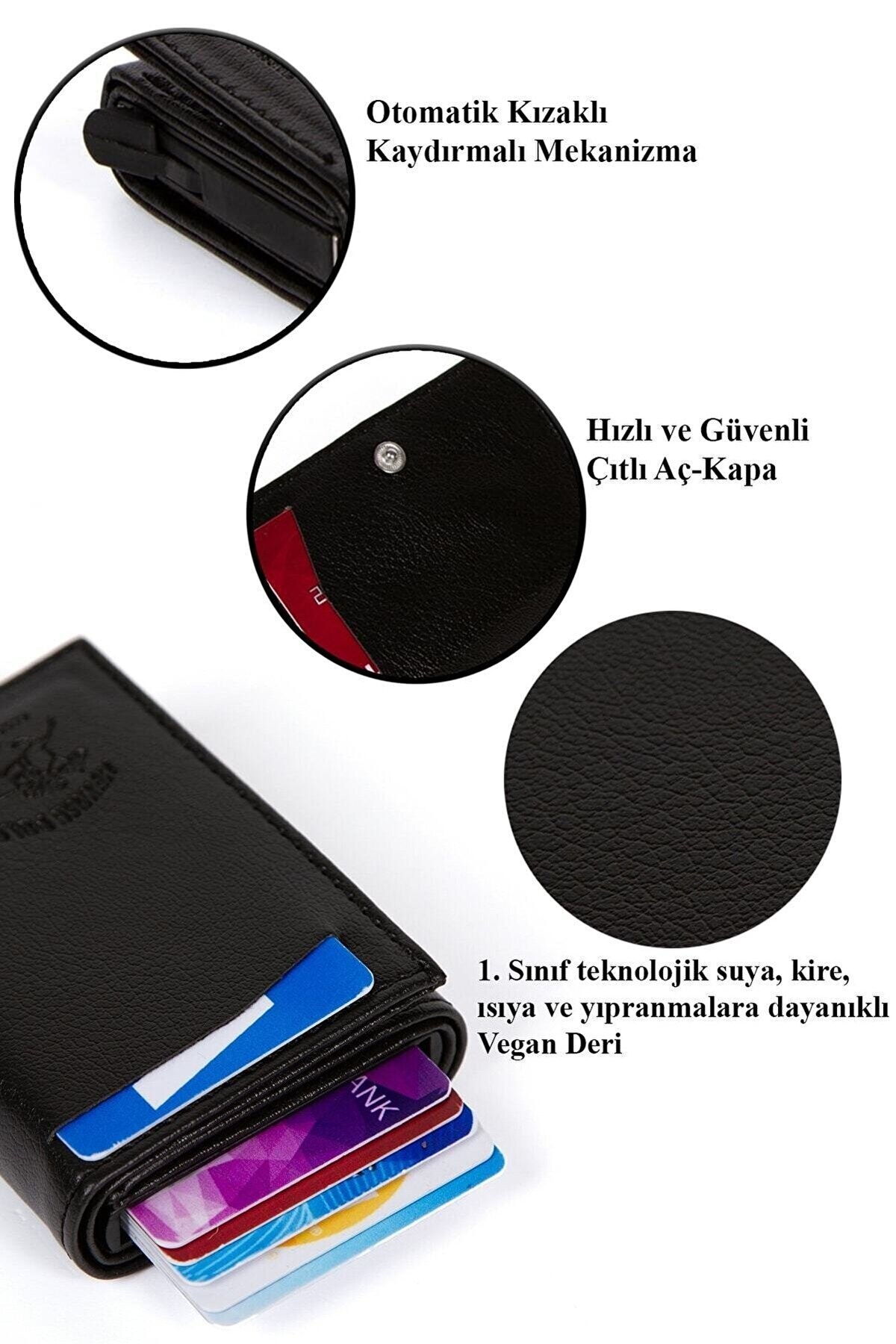 Newish Erkek Deri Mekanizmalı Cüzdan ve Portföy Clutch Ve Günlük El Çantası (14X24CM) - Siyah görsel 5