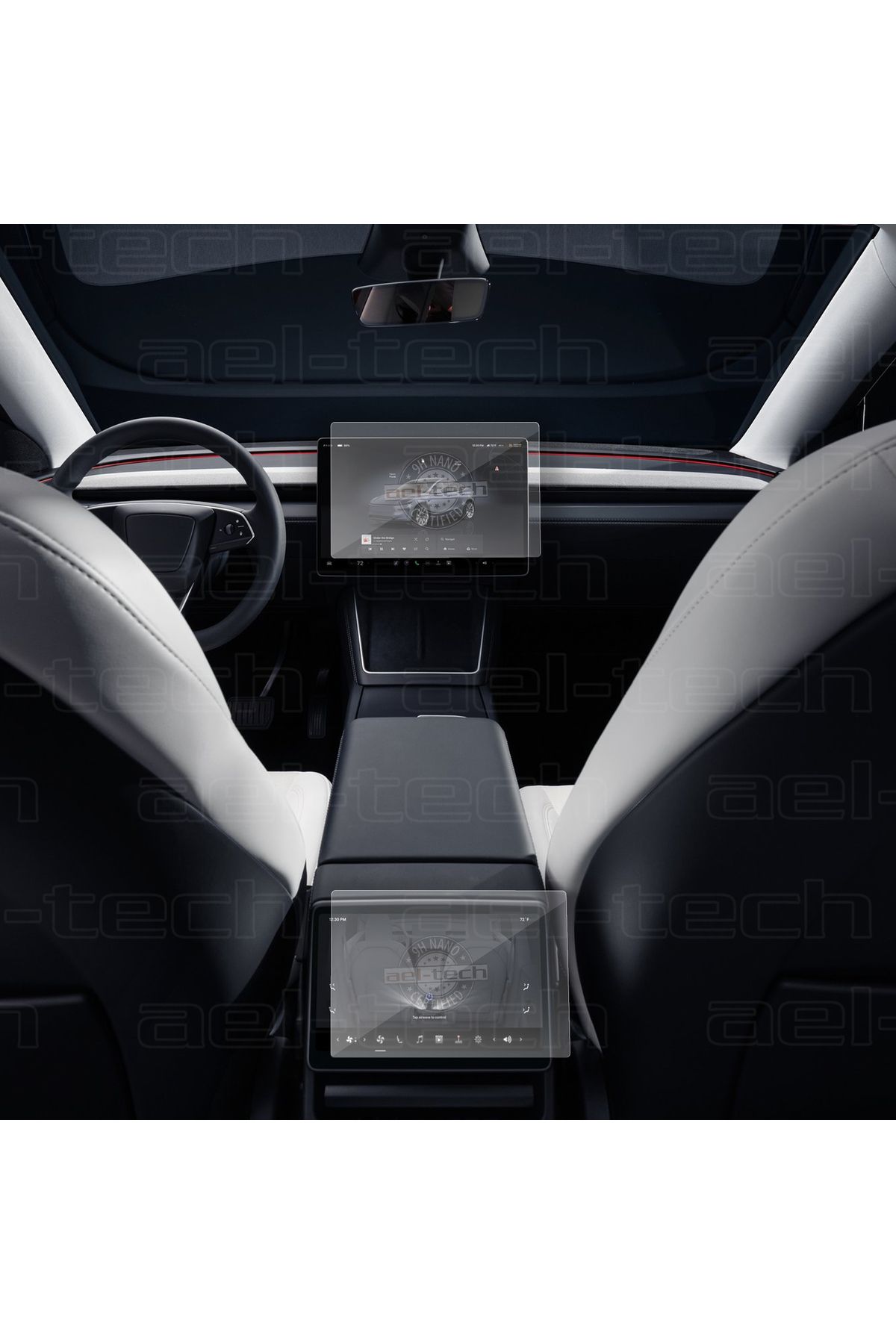 ael-tech-Tesla Model Y Juniper 2025 15.4 Inch Navigation and Rear Passenger Screen Compatible Nano Protector Set of 2 1