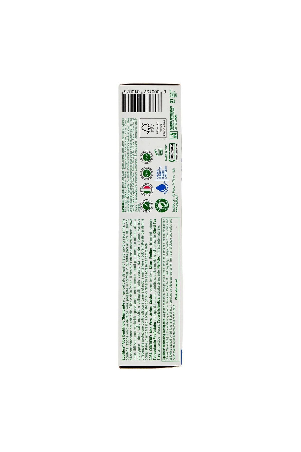Equilibra-Aloe Multiactive Toothpaste, Anti-Caries, Anti-Tartar, Gingival Protector, 75 ml, Equilibra 3