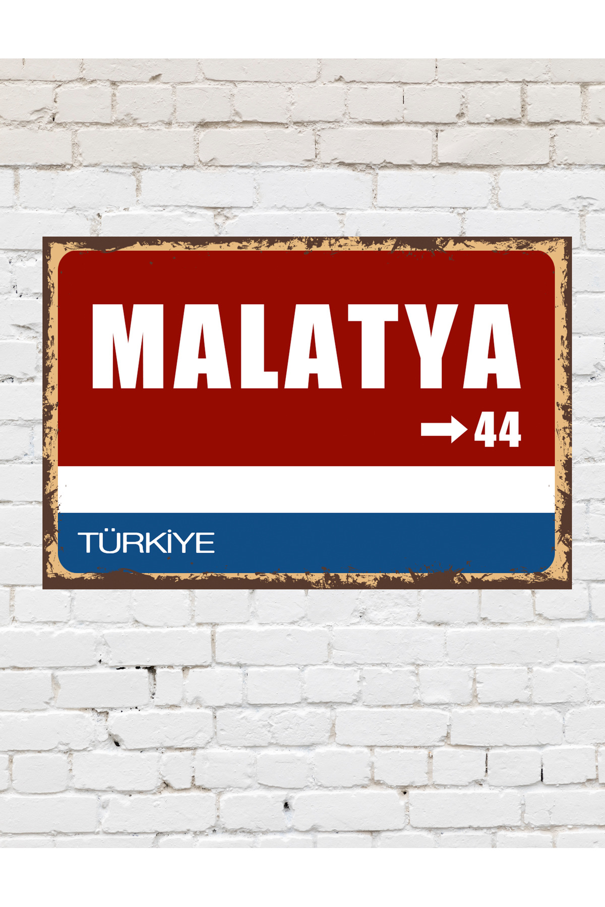 TABLOX Malatya 44 Dekoratif Şehir Plaka Retro Tablo MDF Ahşap