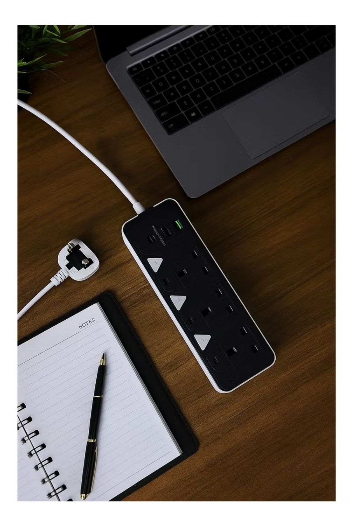powermax-MX55 6 في 1 مقبس تمديد الطاقة - 2500 واط تمديد شريط الطاقة مع 3 منافذ تيار متردد + 2 USB + 1 PD 4