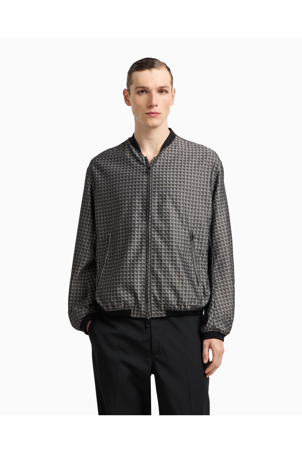 امپوریو آرمانی کاپشن مردانه آستین بلند خاکستری سایز معمولی با طرح عقاب EM003382 AF18696-FC227