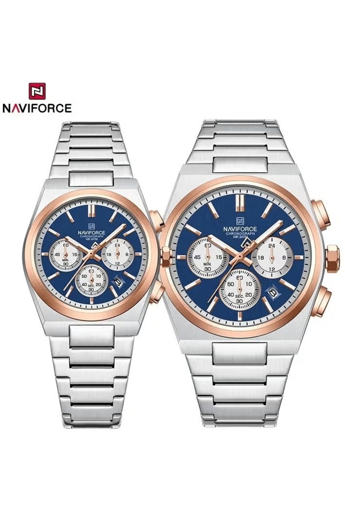 Naviforce-New Design Couple Matching Chronograph Watch Set with Multi Function Display Water Resistant 1