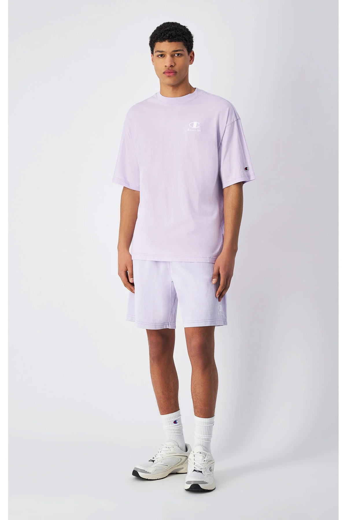 Champion Icons Plush Wash Crewneck T-Shirt Mor Erkek Tişört-221257-VS101 görsel 4