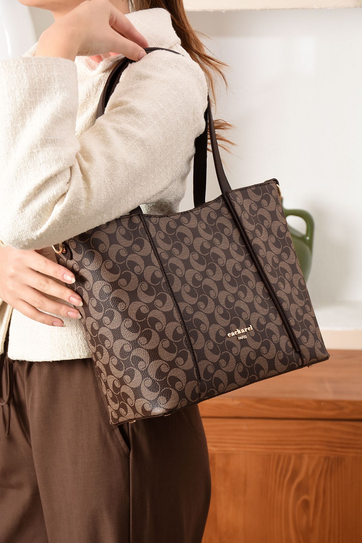 barberri-Women's Shoulder and Shoulder Bag Monogram Fabric 8