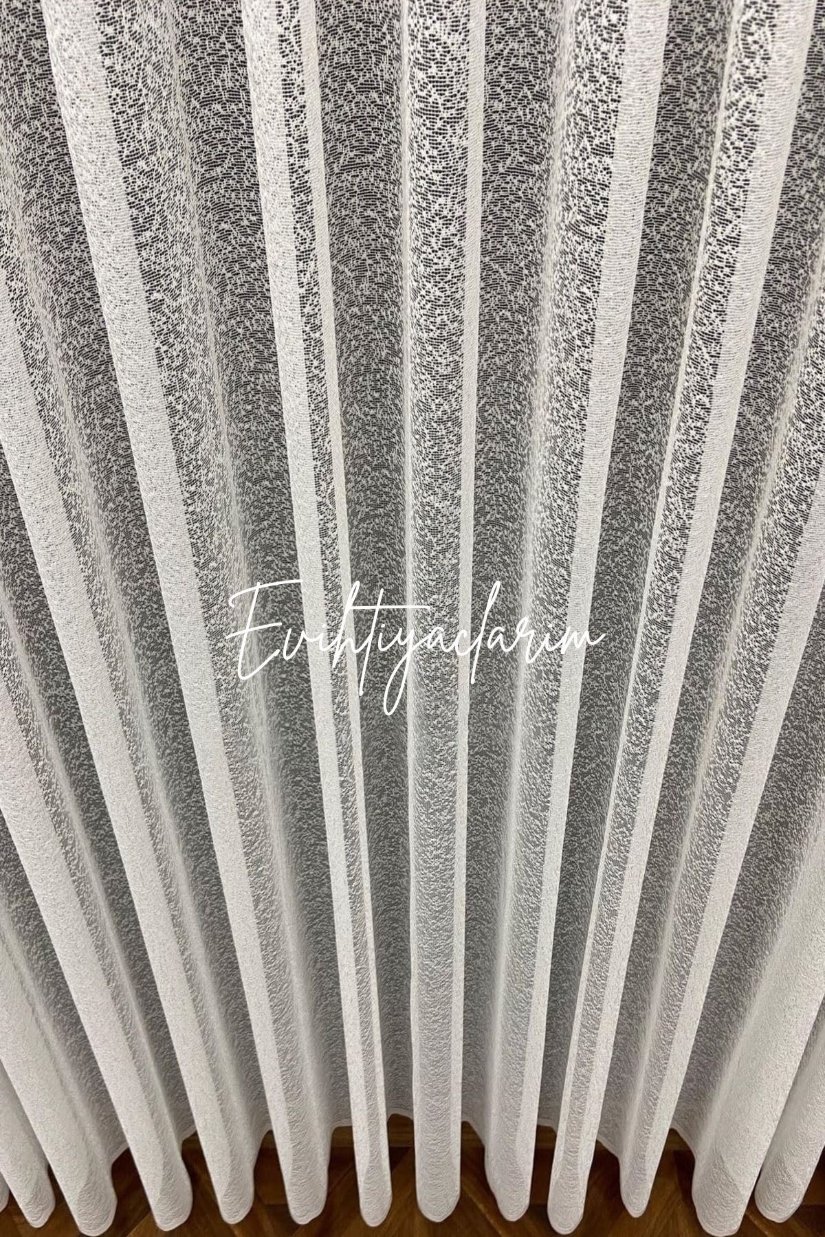 evihtiyaclarim by IOC-Good Quality and Stylish Ironing Does Not Ask Wrinkle Sand Knitted Model 1/3 Frequently Pleated Tulle Curtain 6