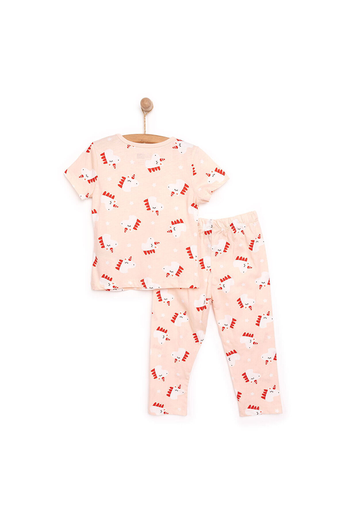 ebebek Hello Baby HelloBaby Kız Bebek Pijama Takımı Unicorn Desenli Bisiklet Yaka Reçme Paça Kısa Kol Pembe fotoğrafı 2 (önizleme)