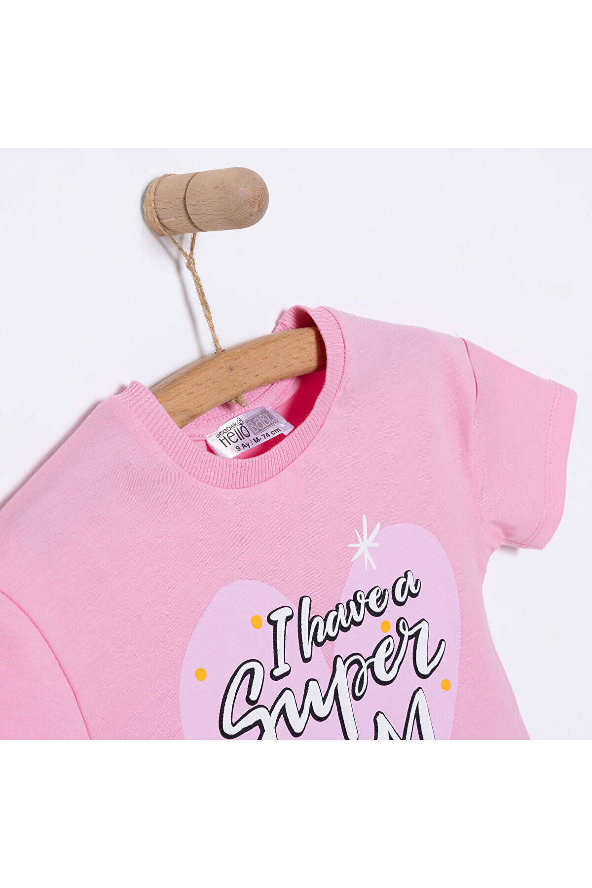 ebebek Hello Baby HelloBaby Kız Bebek Tişört Bisiklet Yaka Kısa Kol Pembe fotoğrafı 3 (önizleme)