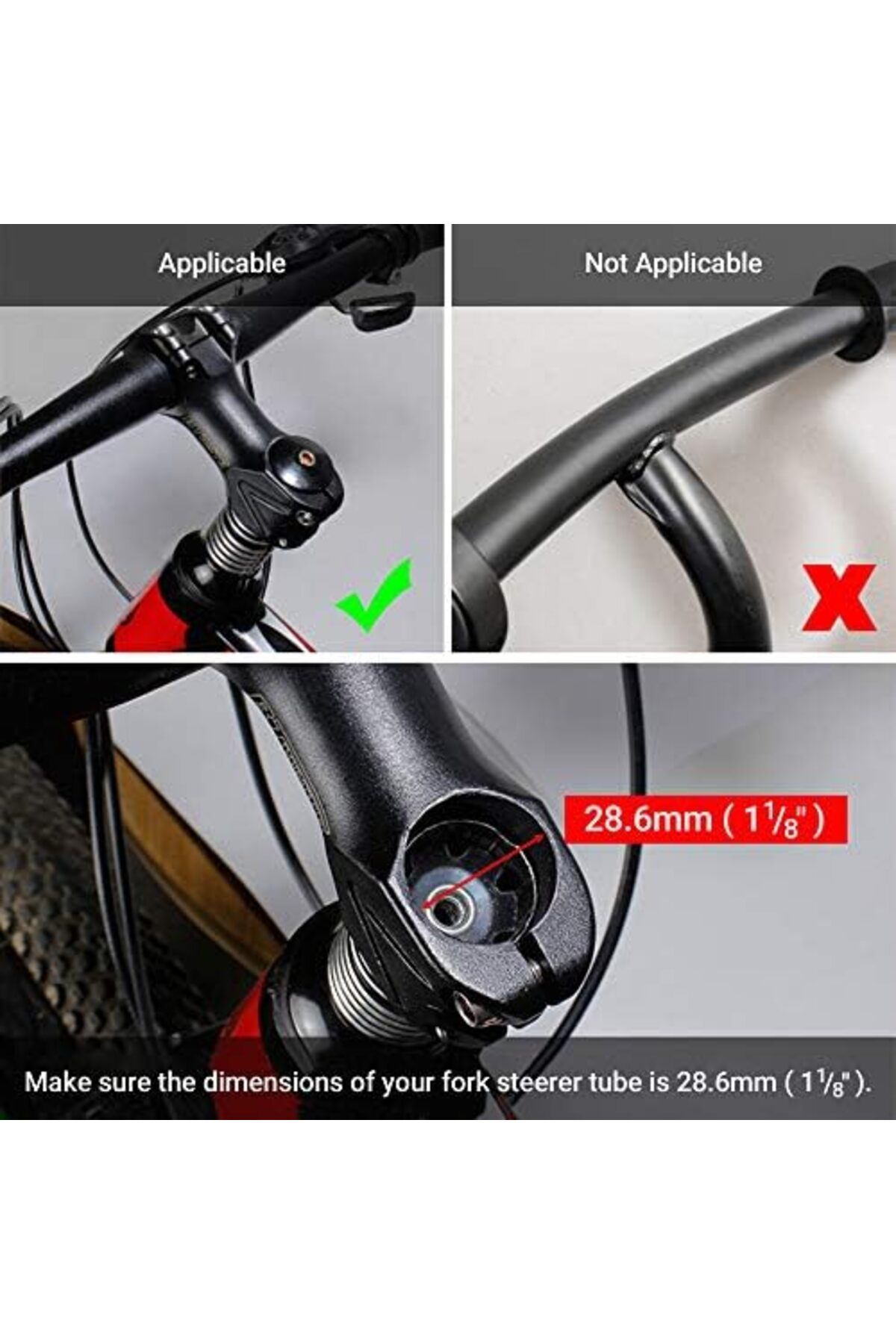 Inkbird-LERWAY Bike Stem Riser Extender MTB Handlebar Stem Adapter with Hex Key for 1-1/8" 28.6mm Fork Alumi 4