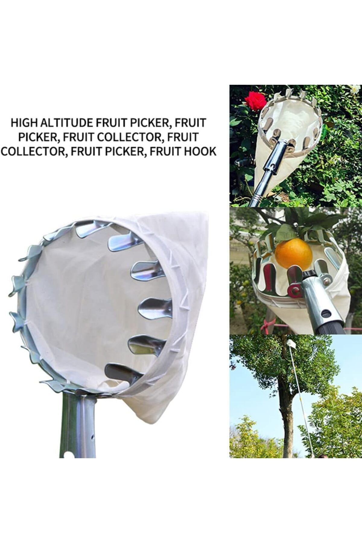 Generic-Fruit Picker Tool, Adjustable Fruit Harvester, Fruit Picking Pole with Extendable Pole and Non-Slip 4