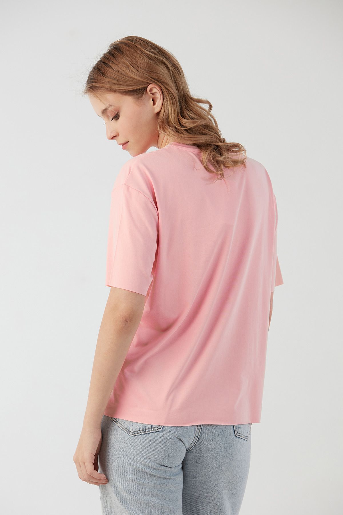 Fulla Moda-Μπλουζάκι Basic Μπλούζα Στρογγυλή Λαιμόκοψη Oversize Modal 6