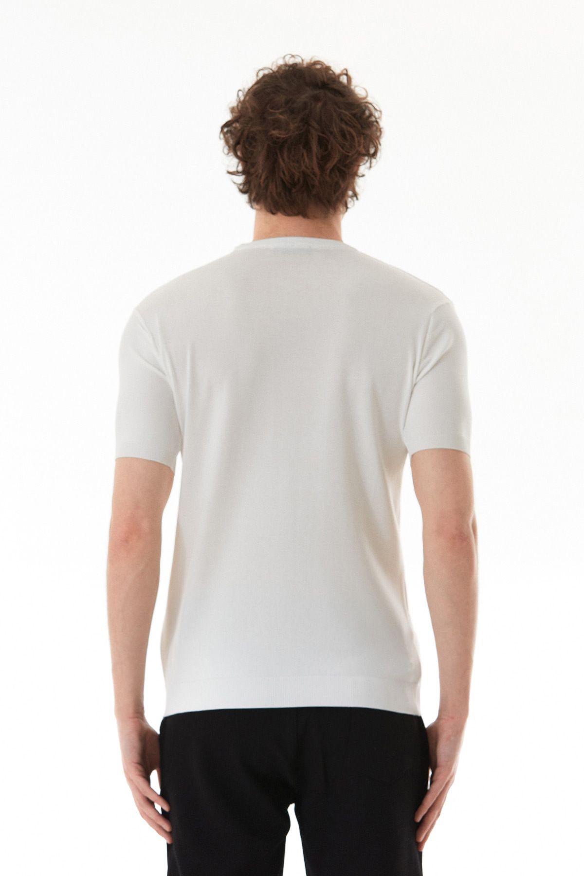 Fulla Moda-Checkerboard Patterned Knitwear T-Shirt 6