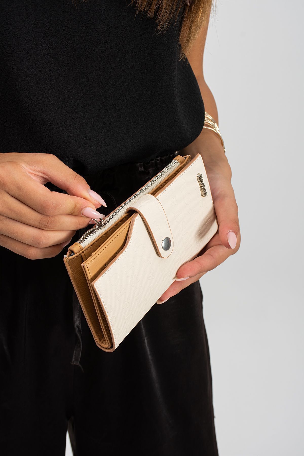 Just Polo JP-Original Just Polo Coin Zipper Vertical Multi-Compartment Women's Wallet Handheld Portfolio 19*10 cm 1 Cream 2