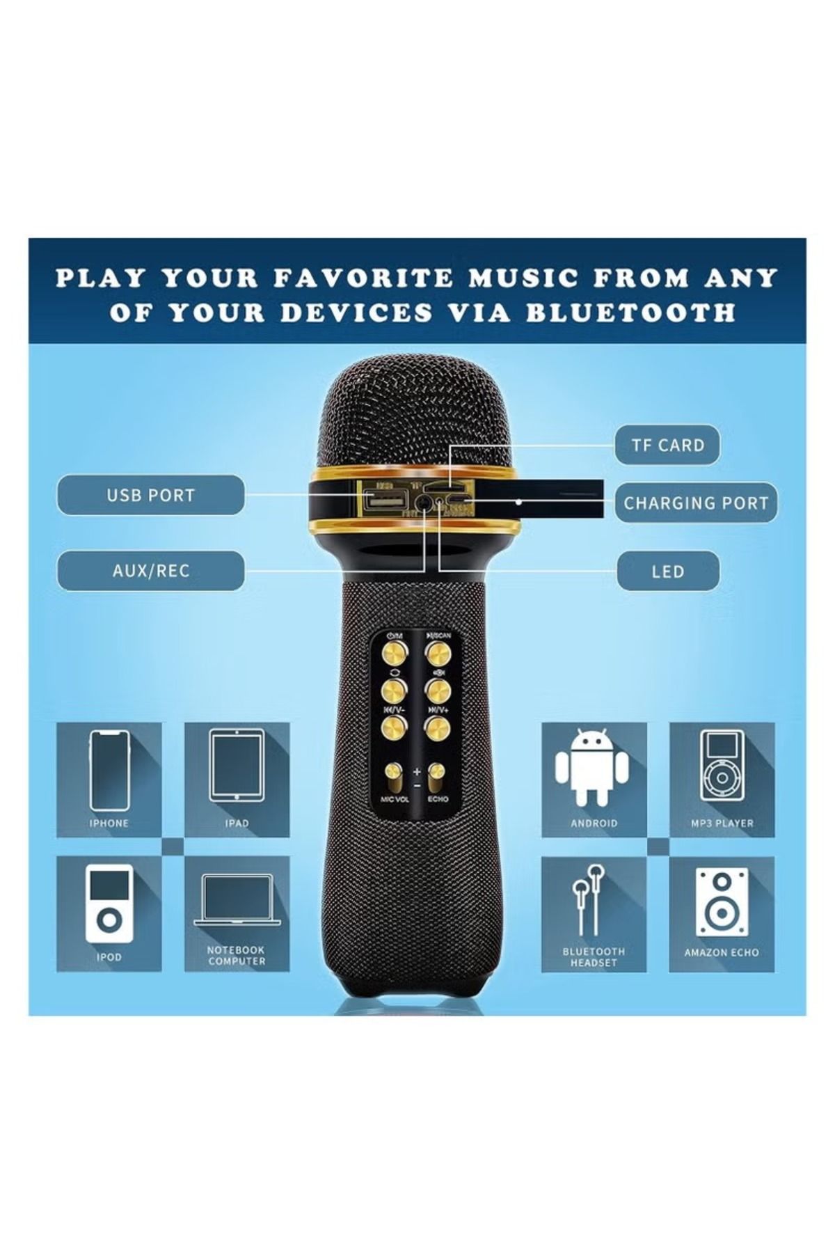 DLC-7-in-1 Bluetooth Wireless Microphone – Handheld Mic & Speaker for Singing at Home 3