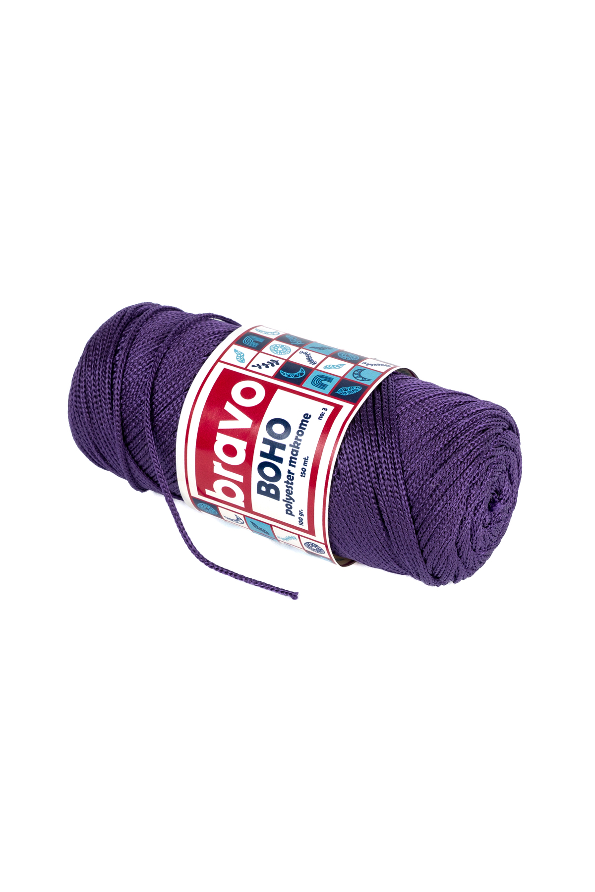 Boho Polyester Macrame Yarn 1.5 Mm 100 Gr 150 Meters No: 3 mm (Color Code: 142) Dark Lilac
