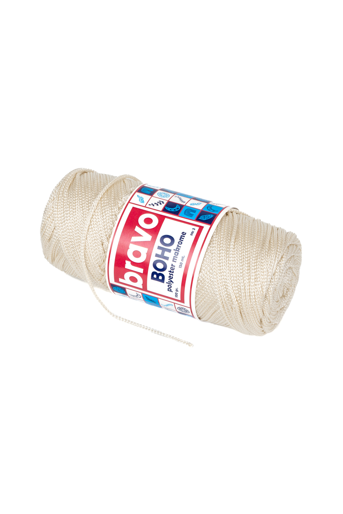 Boho Polyester Macrame Yarn 1.5 Mm 100 Gr 150 Meters No: 3 mm (Color Code: 18 )Medium Cream