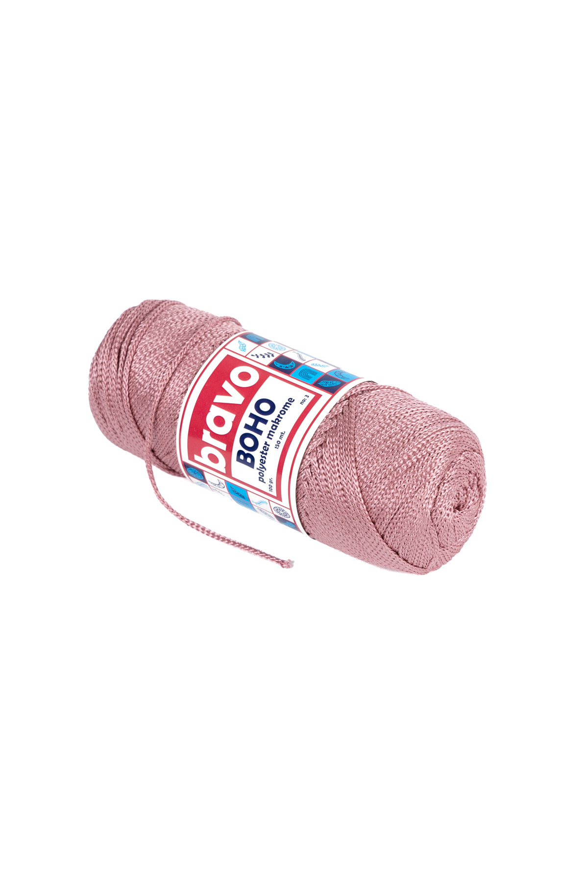 Boho Polyester Macrame Yarn 1.5 Mm 100 Gr 150 Meters No: 3 mm (Color Code: 90) Dusty Rose