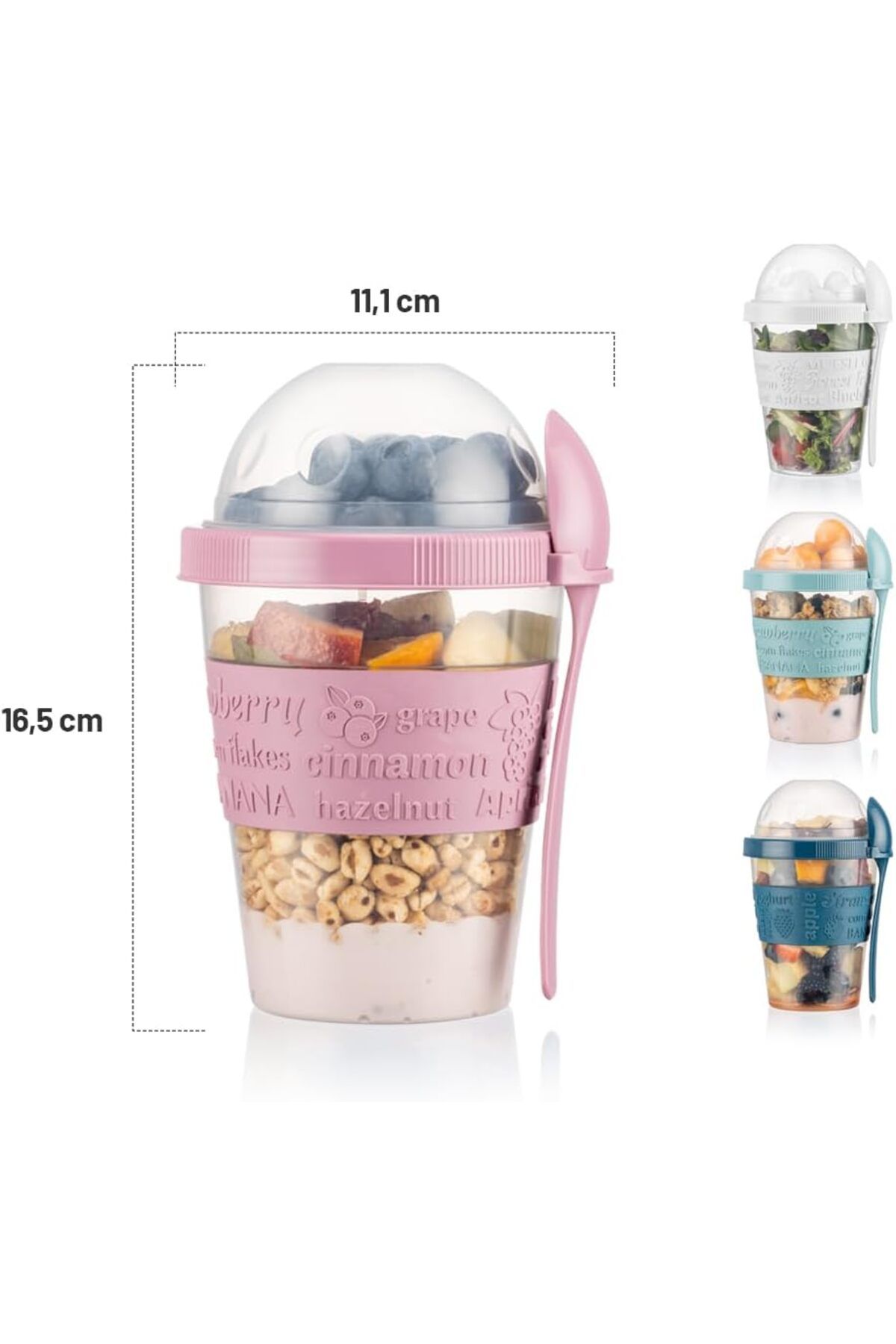 Righton-Take'N Go Prepare and Go Fruit Yogurt Container with Lid and Spoon 600 ml Yogurt Nutrition Container 7