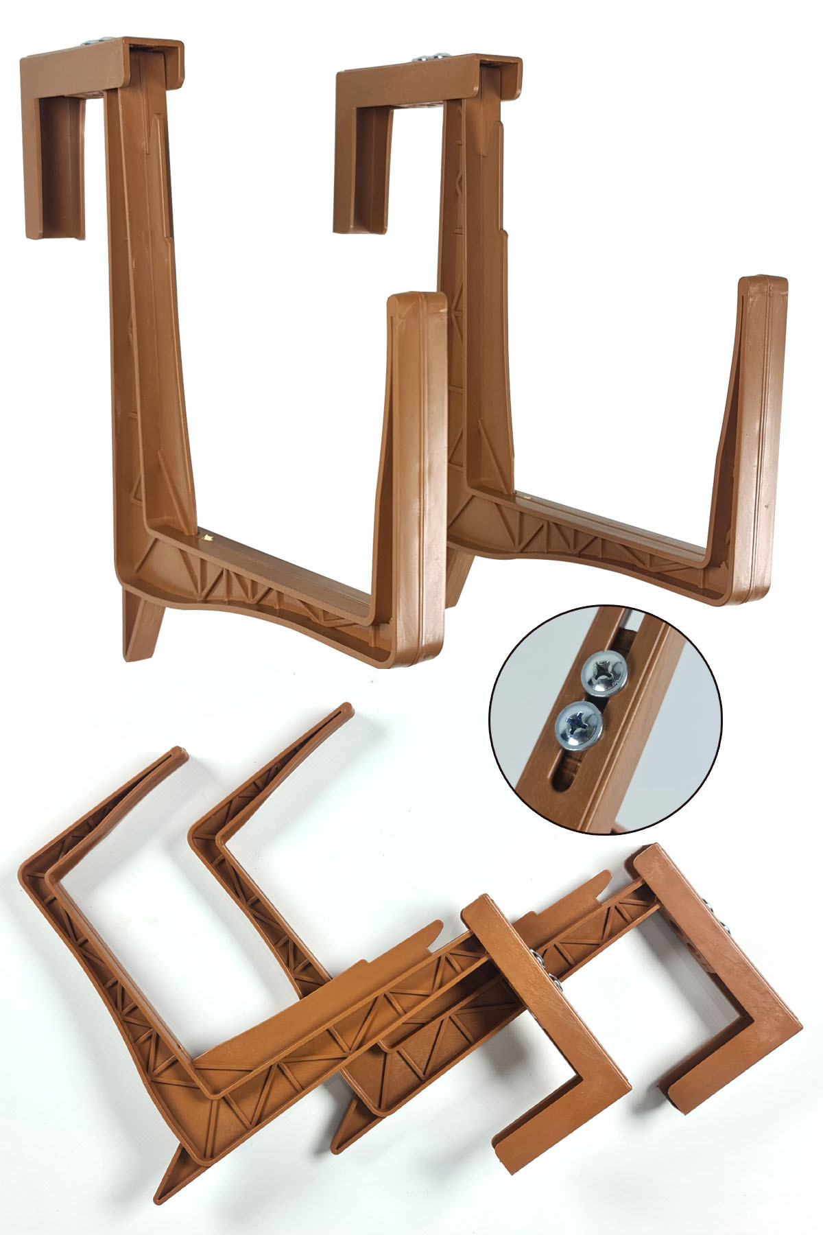 Adjustable Balcony Iron Flower Pot Hanger Set of 2 35-97mm AH062