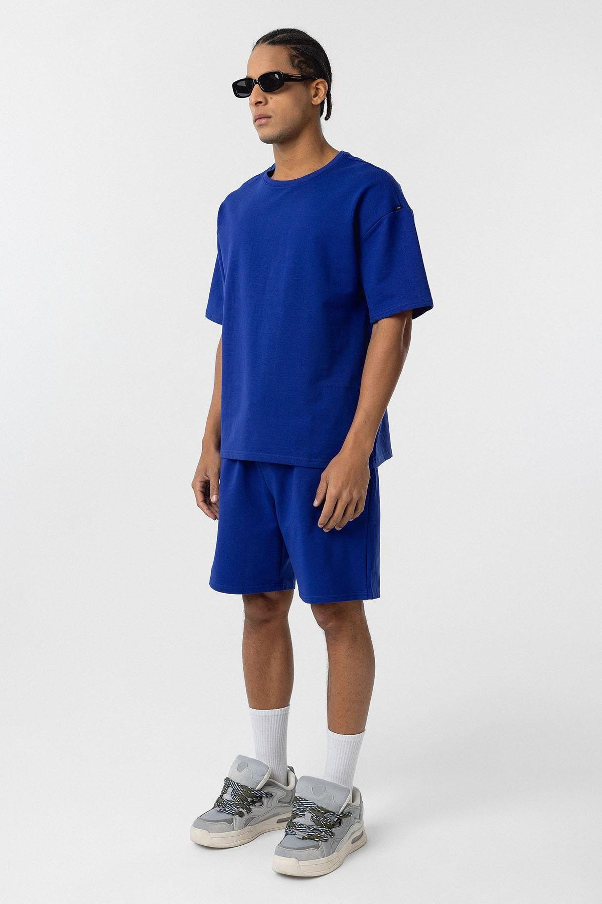 Basic Oversize Şort Takım Saks — رنگارنگ 30-269 — تصویر 8 از 8