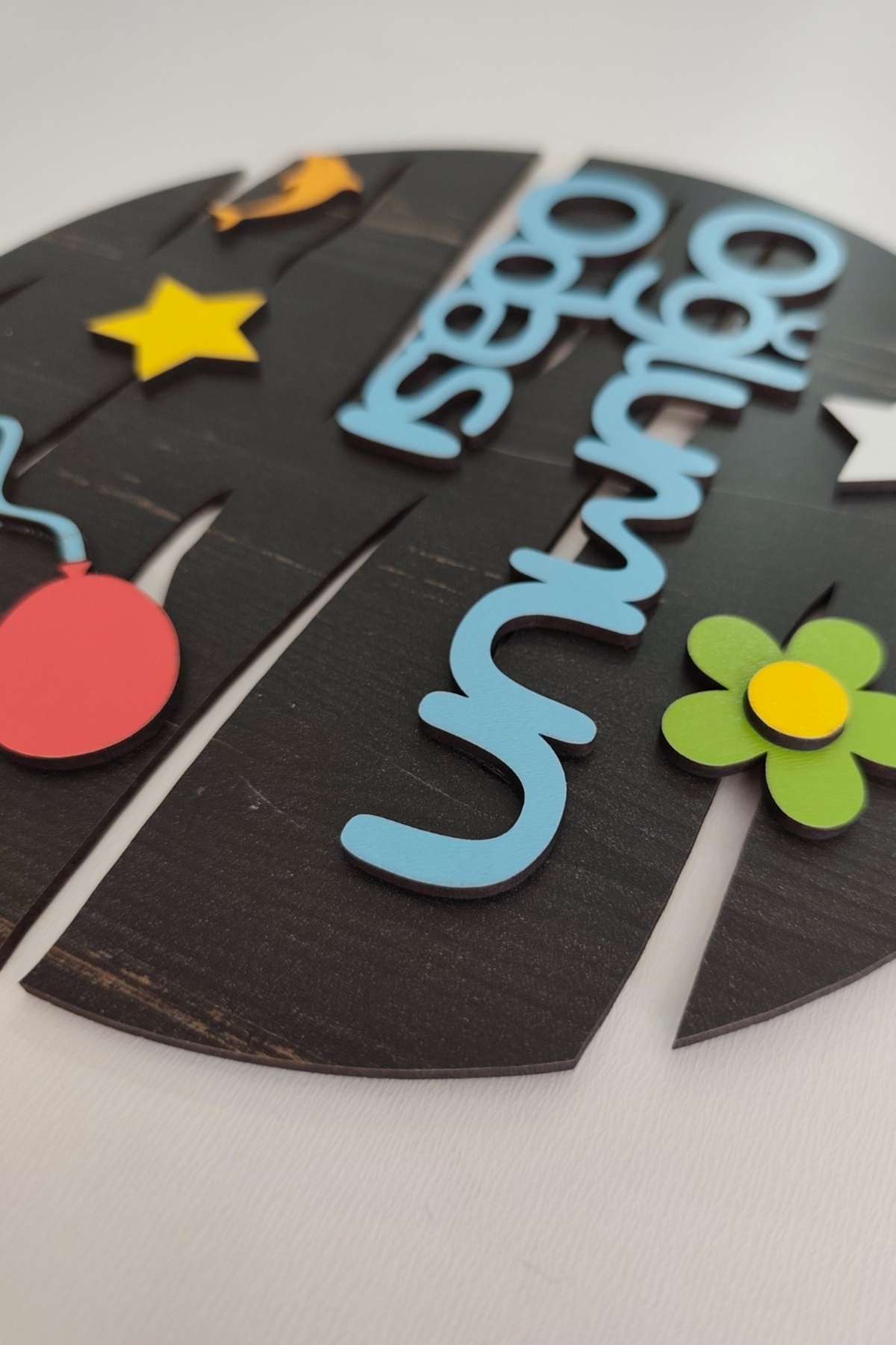 Kutaydan-My Son's Room Written Round Mdf Laser Cut Door and Wall Ornament - Rebap Ahşap 5