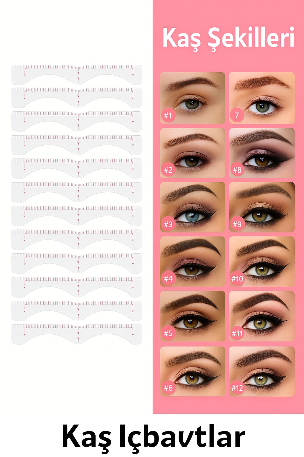 MİNGODAN-12'Li Eyebrow Template Set Shaping Measurement Ruler Eyebrow Taking Guide Suitable for Professional Home Use 4
