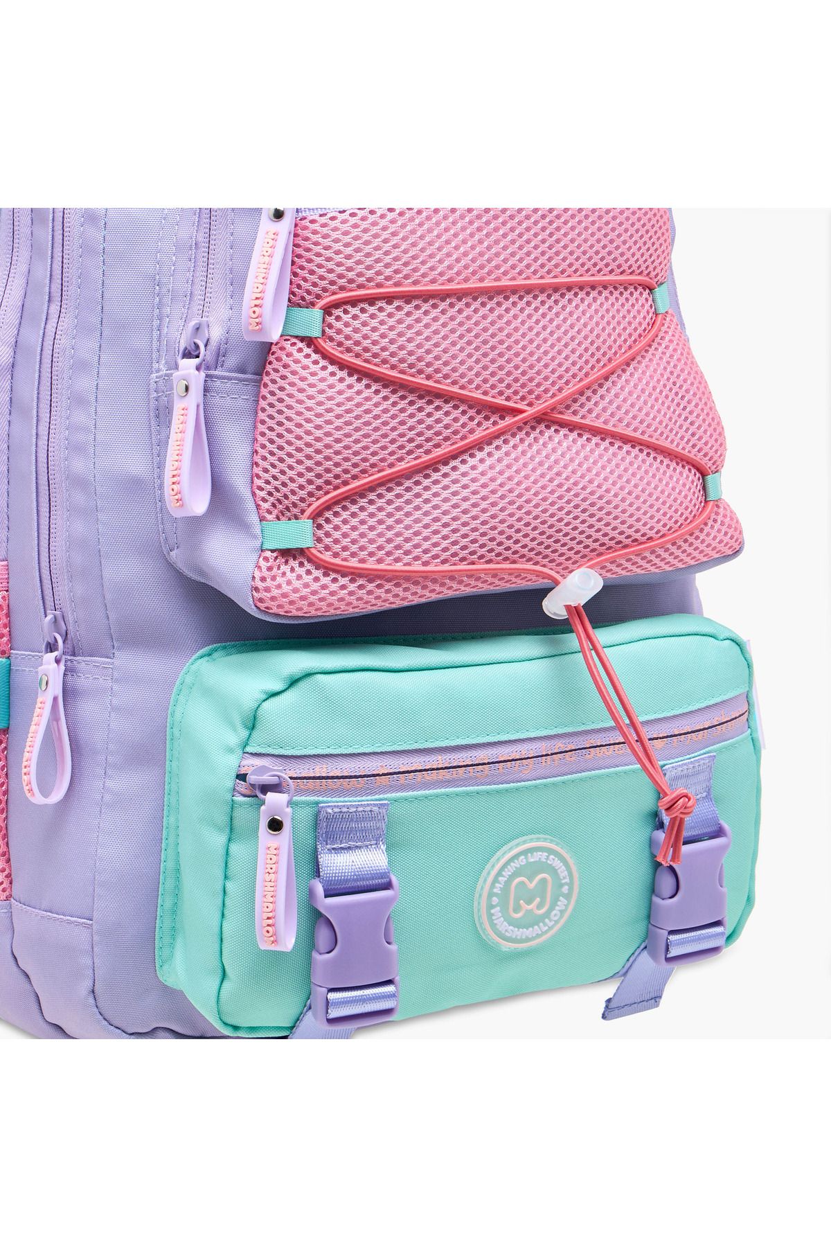 Marshmallow-Colourblock Backpack with Adjustable Shoulder Straps and Zip Closure - 33x43x16 cms 5