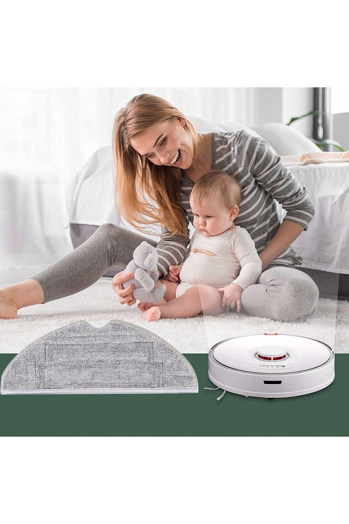 NewEvo-Set of 4 x NewEvo full mop cloths, compatible with Xiaomi RoboRock S8, S8 Plus, Gray 3