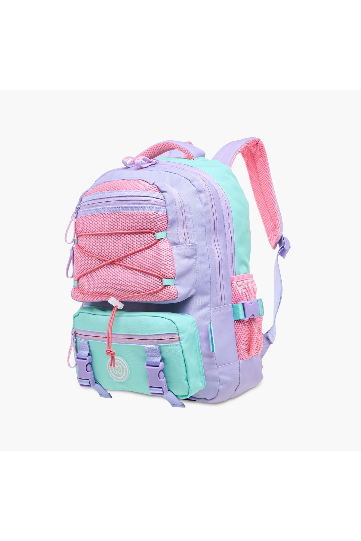 Marshmallow-Colourblock Backpack with Adjustable Shoulder Straps and Zip Closure - 33x43x16 cms 2