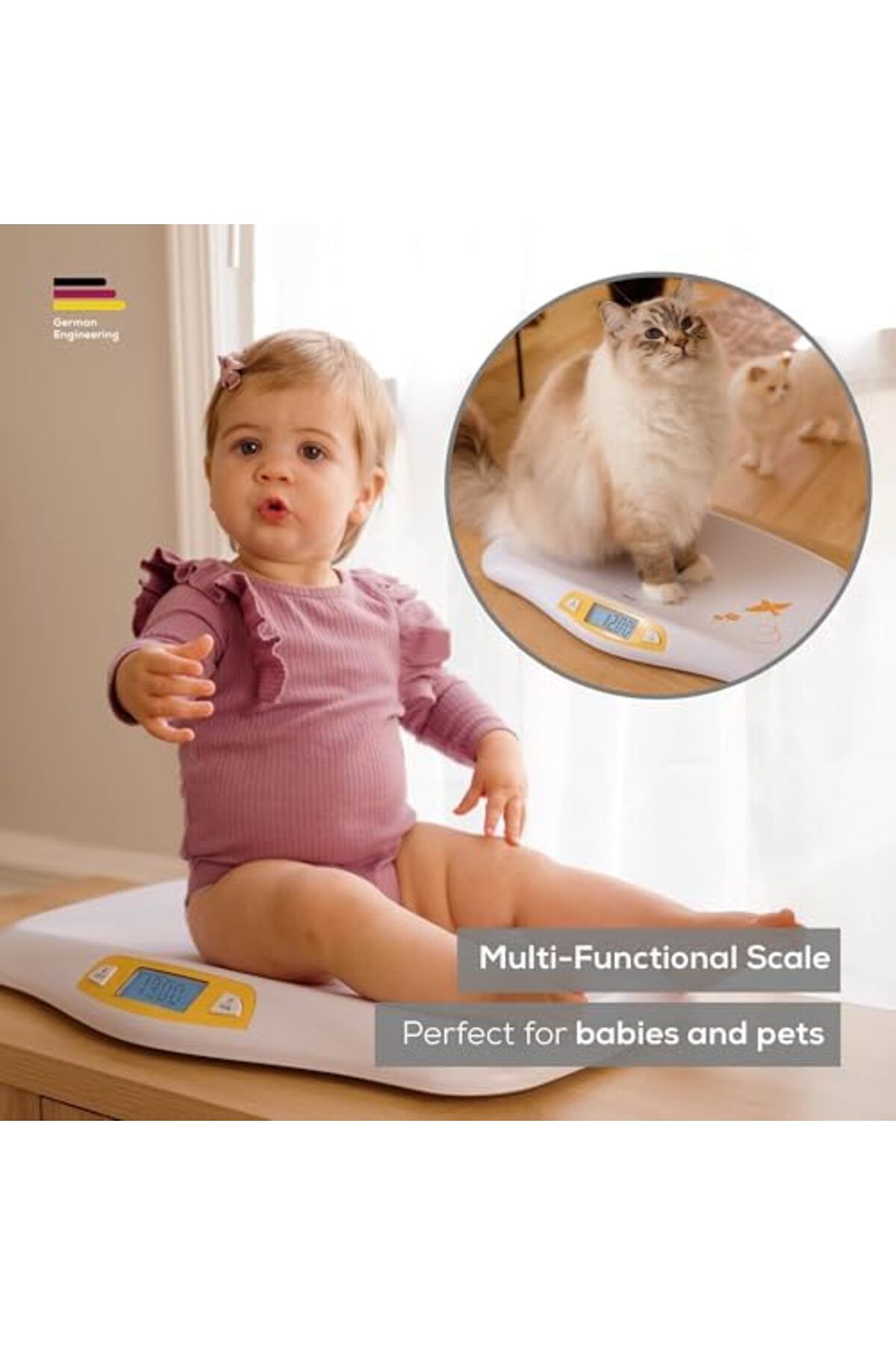 Beurer-Digital Scale for Babies and Pets with Curved Base and Large LCD Screen - Model BY80 White 4