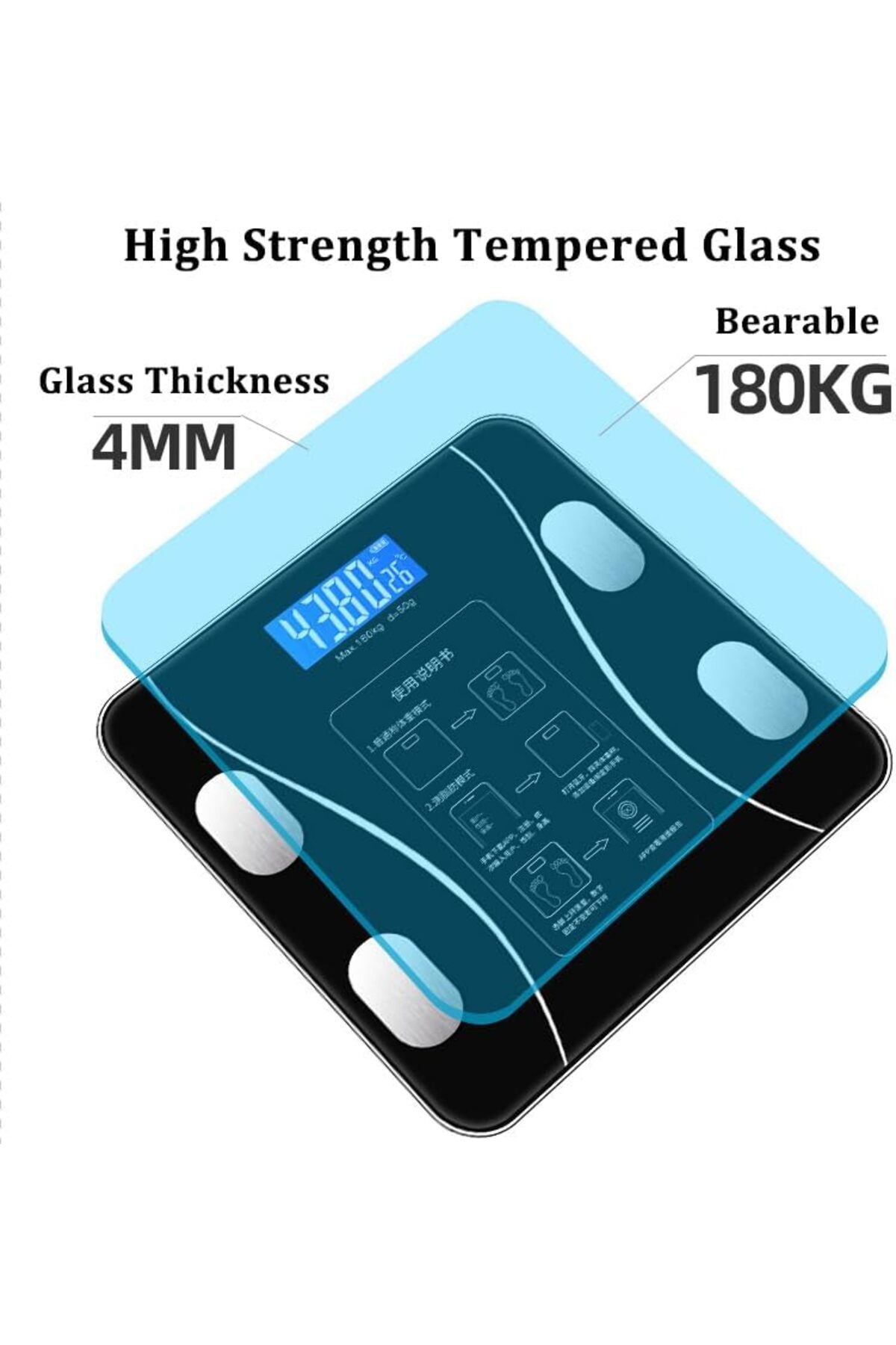 Stander-YONGYUN High Accurate Digital Bathroom Scale LED Display, Rechargeable BMI Smart Weight Scale with W 3