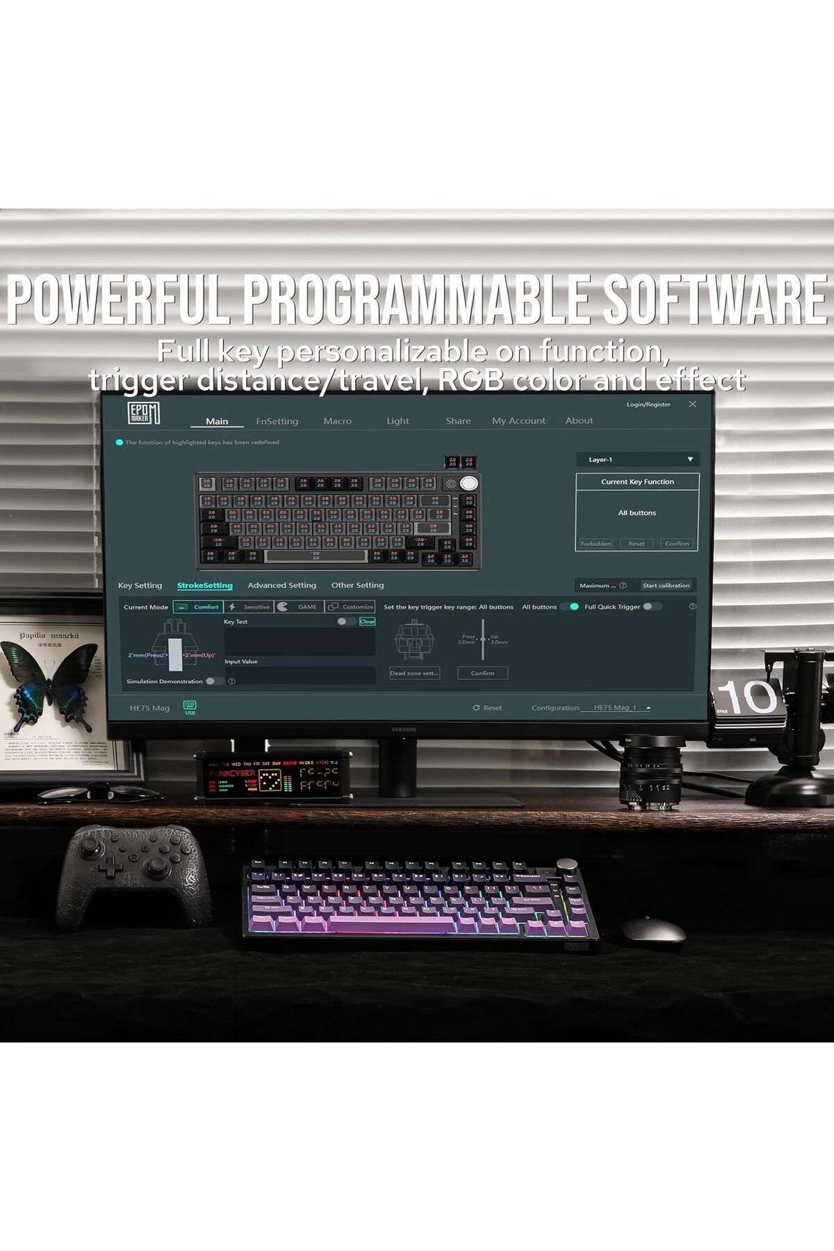 Epomaker-لوحة مفاتيح ألعاب لاسلكية HE75 مزودة بمفتاح تأثير هول ووحدة مقبض قابلة للتغيير، سرعة فائقة 7