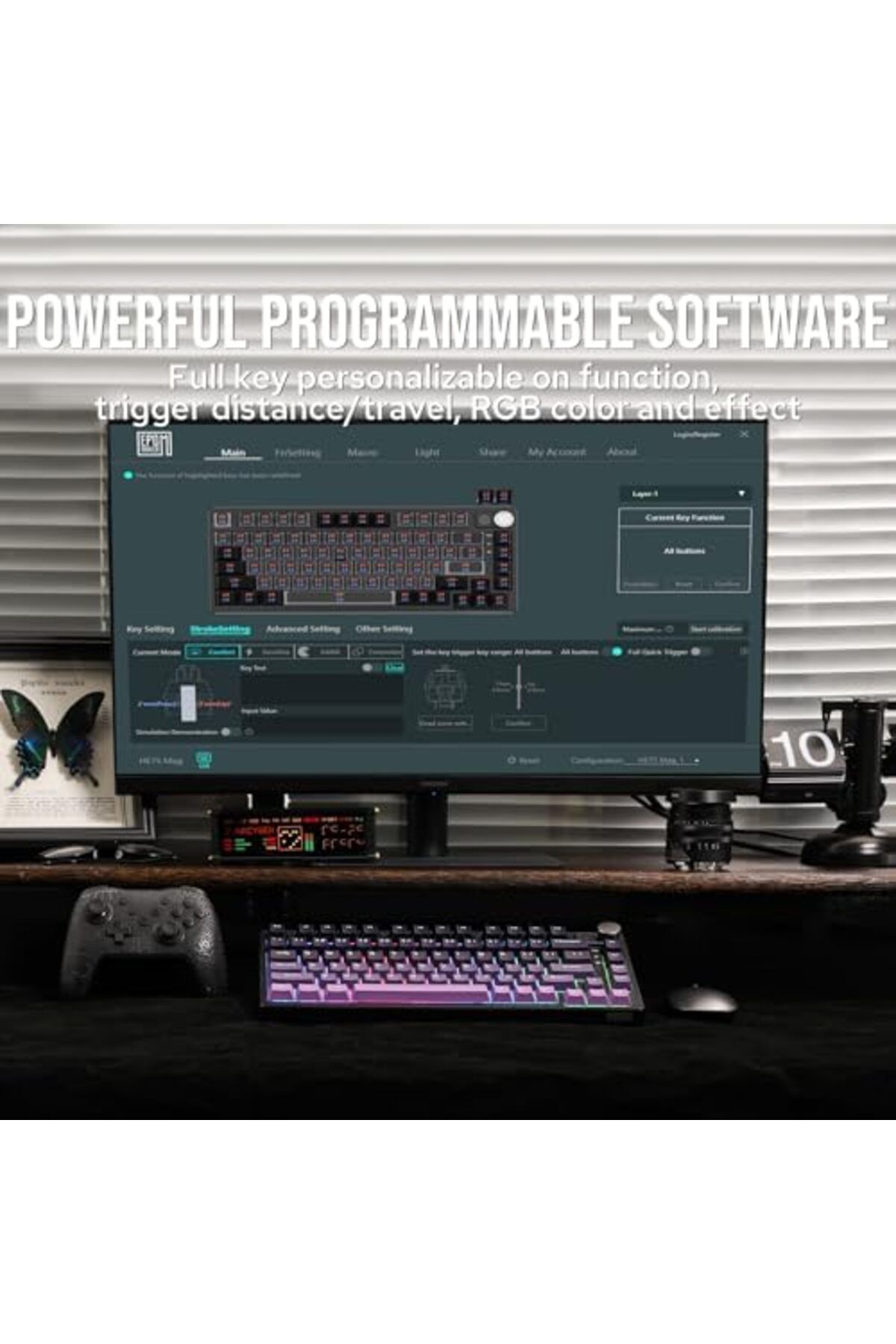 Epomaker-لوحة مفاتيح ألعاب لاسلكية HE75 مزودة بمفتاح تأثير هول ووحدة مقبض قابلة للتغيير، سرعة فائقة 8
