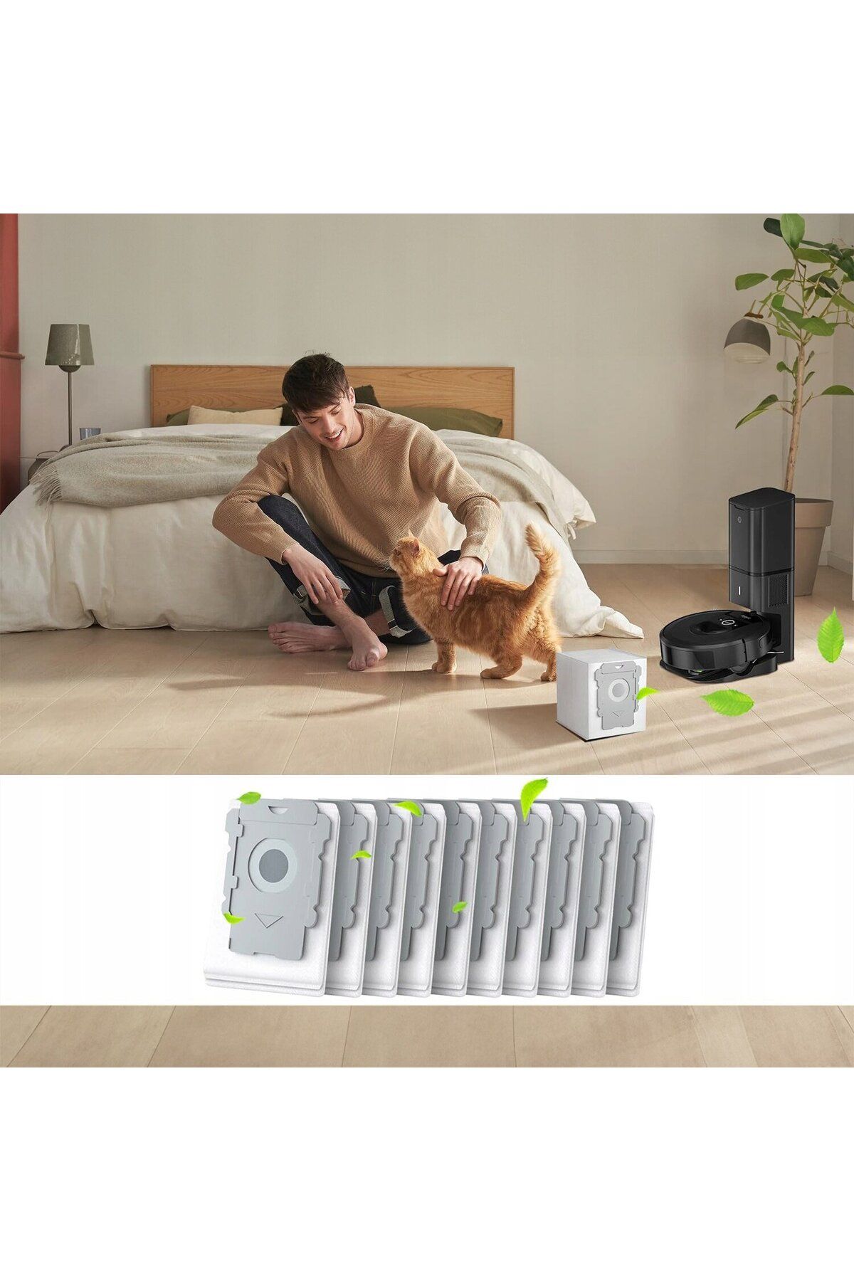NewEvo-Set of 10 NewEvo Vacuum Cleaner Bags Compatible with iRobot E, I, J and i3+, i4+, i5+, i6+, i7+ 4