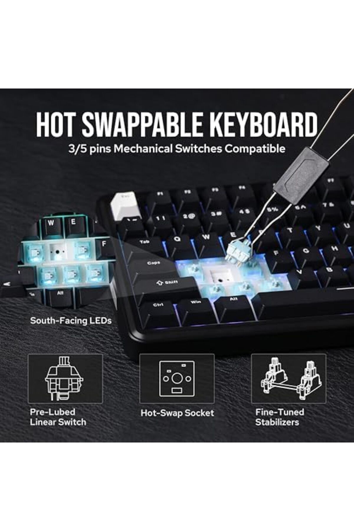 Epomaker-لوحة مفاتيح ميكانيكية لاسلكية TH85 QMK/VIA، BT5.0/2.4GHz/USB-C، مُشحمة مسبقًا بلون كريمي جايد مخصص 8