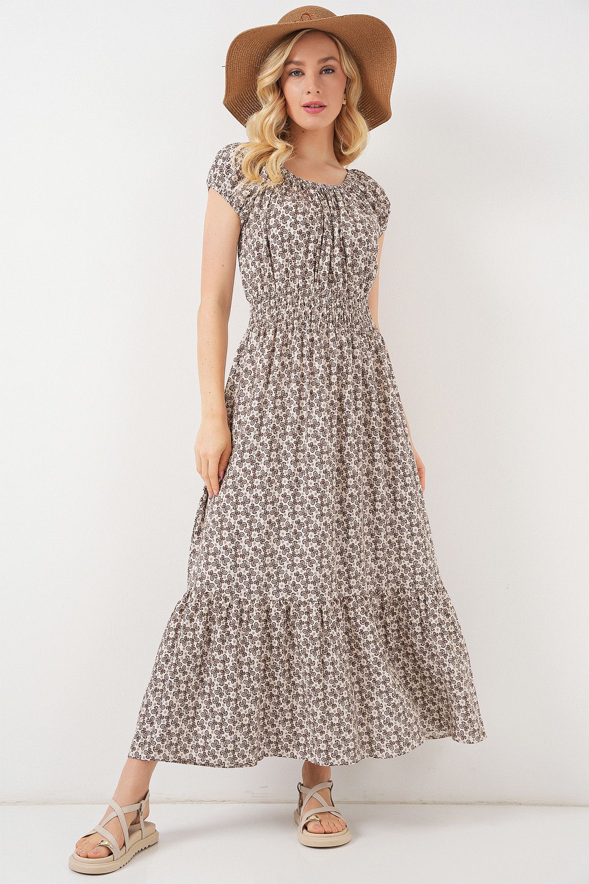 Bigdart-Rochie de damă cu guler cu șnur 2544 - maro 3