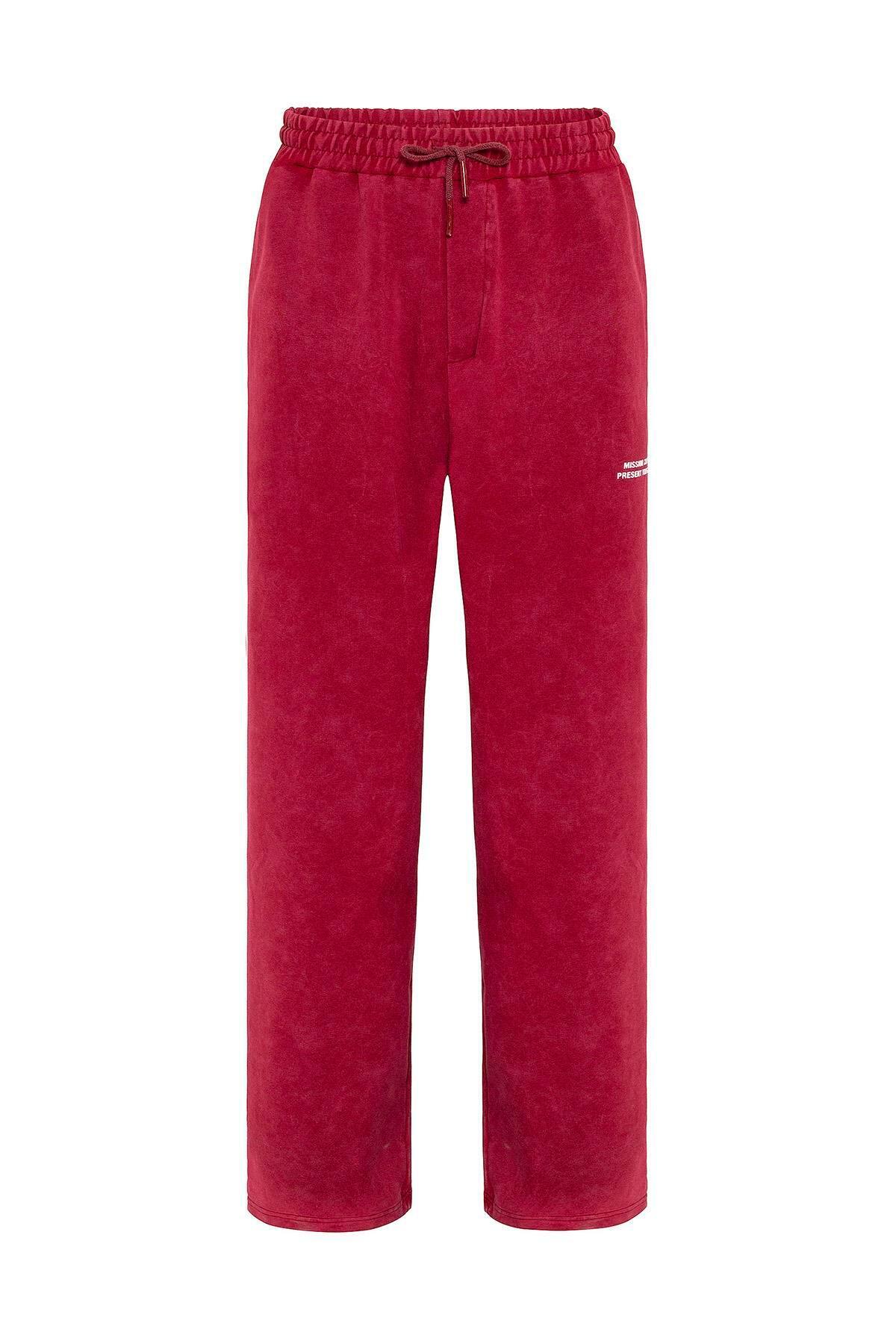Yıkamalı Arka Baskılı Oversize Eşofman Takım Bordo — رنگارنگ V90-05 — تصویر 7 از 8