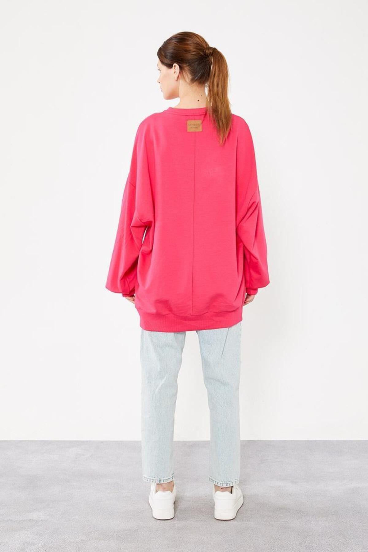 Levidor-Crew Neck Oversize Basic Sweat - Fuchsia 5