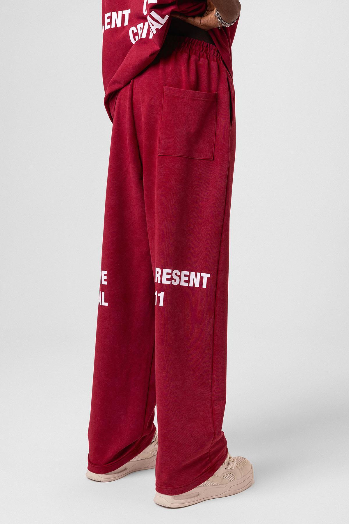 Yıkamalı Arka Baskılı Oversize Eşofman Takım Bordo — رنگارنگ V90-05 — تصویر 2 از 8