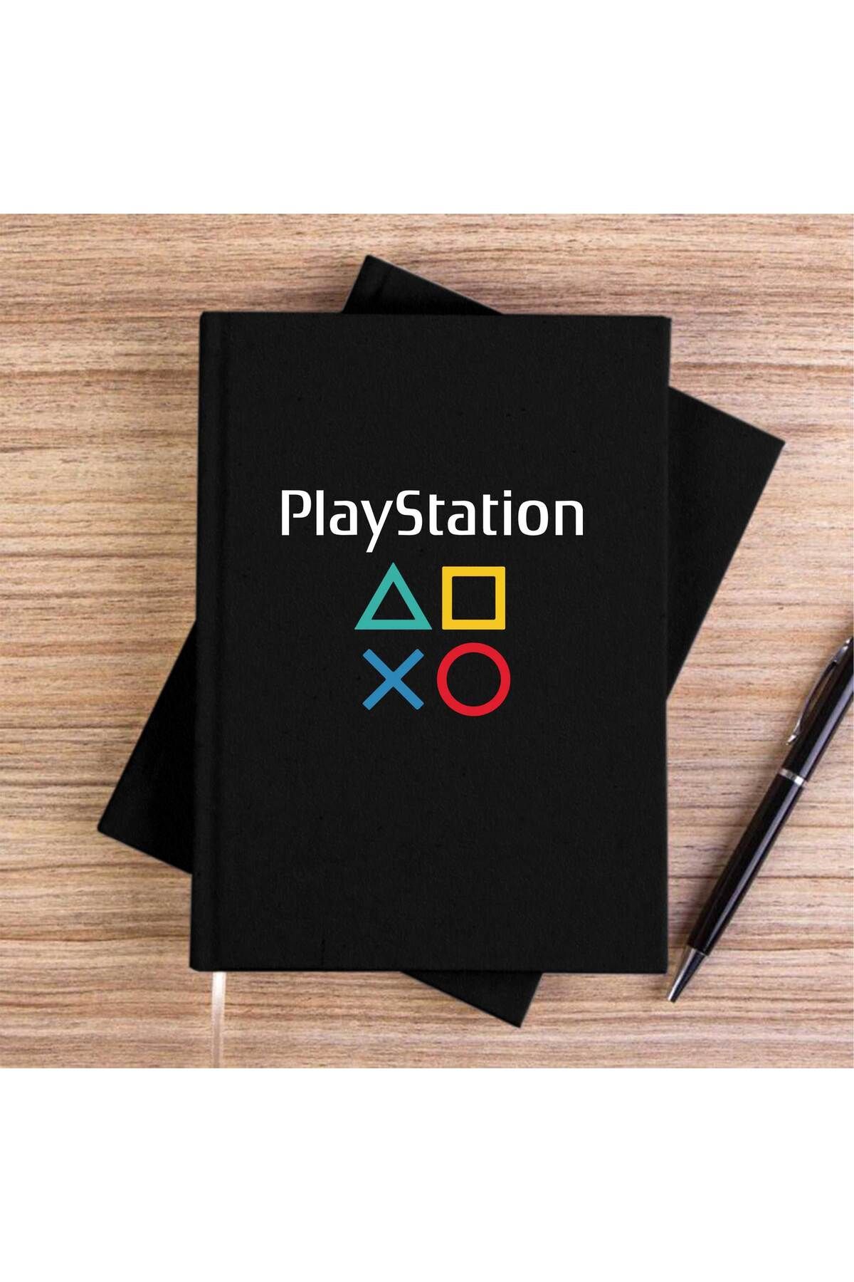 Z zepplin-Playstation Gamepad Text Black Unlined Canvas Notebook 1