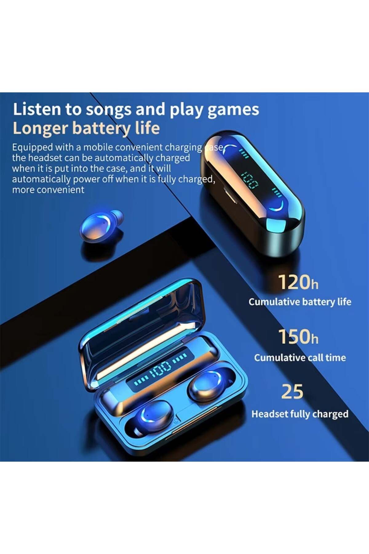 divendi-ro-Căști Bluetooth, fără fir, afișaj LED, control tactil, reducere a zgomotului și baterie externă 6