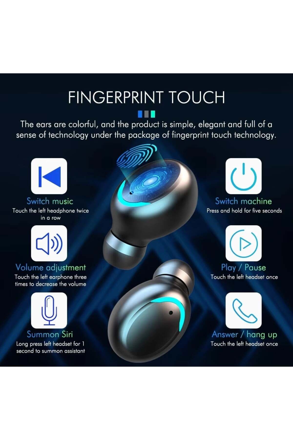divendi-ro-Căști Bluetooth, fără fir, afișaj LED, control tactil, reducere a zgomotului și baterie externă 4