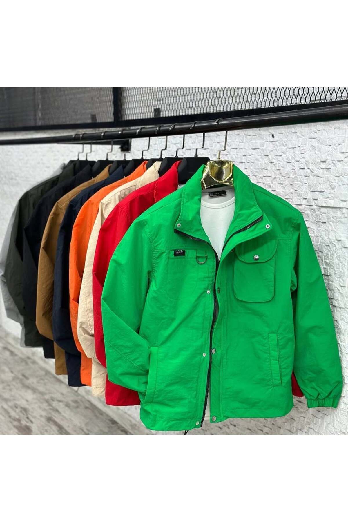 Yağmurluk Erkek Regular Krinkıl Kumaş Mevsimlik Ceket — سبز 1YSL